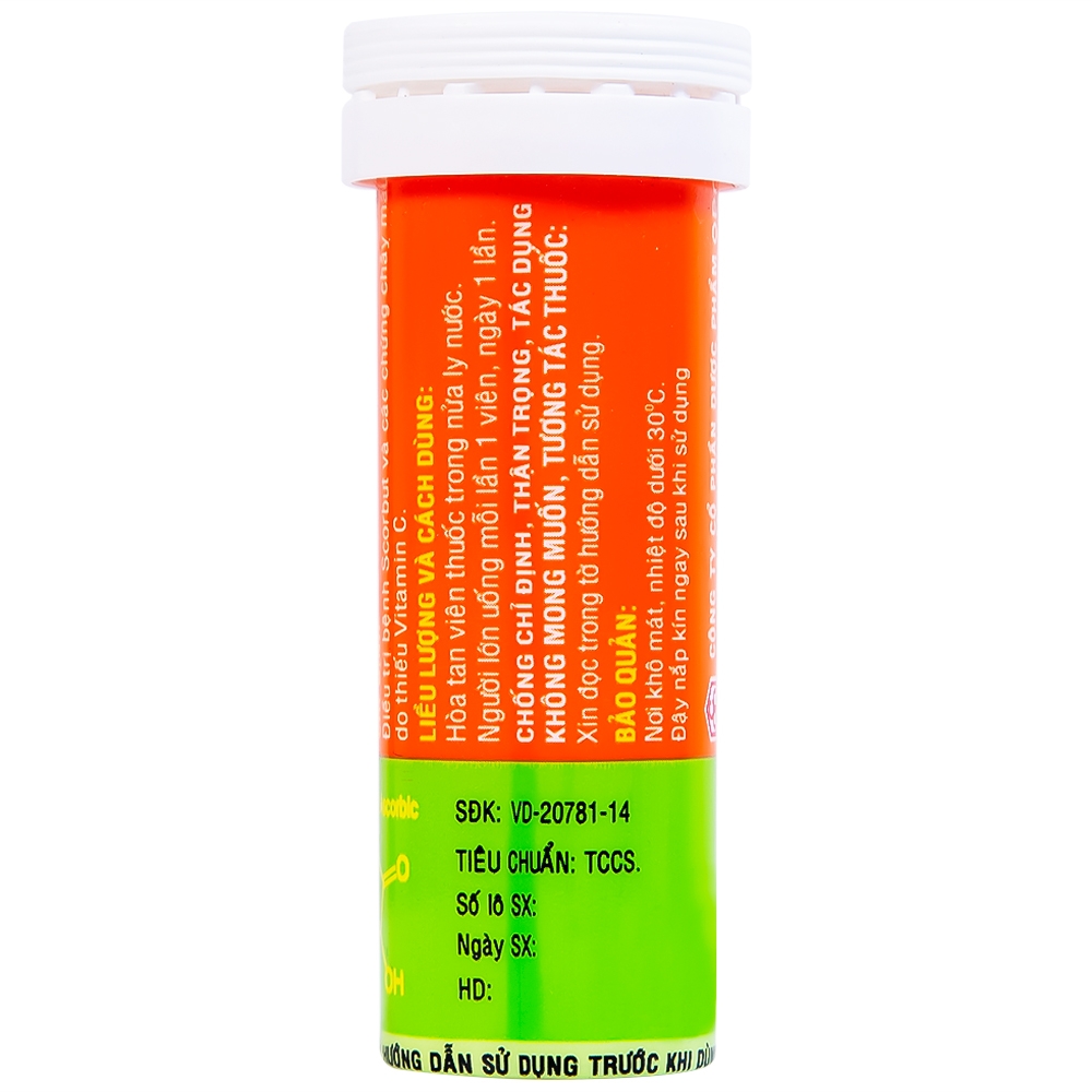 Hình ảnh Viên sủi Vitamin C 1000mg OPC điều trị bệnh Scorbut và các chứng chảy máu do thiếu Vitamin C (10 viên)