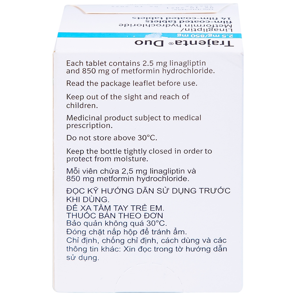 Hình ảnh Thuốc Trajenta Duo 2.5mg/850mg Boehringer điều trị đái tháo đường típ 2 (14 viên)