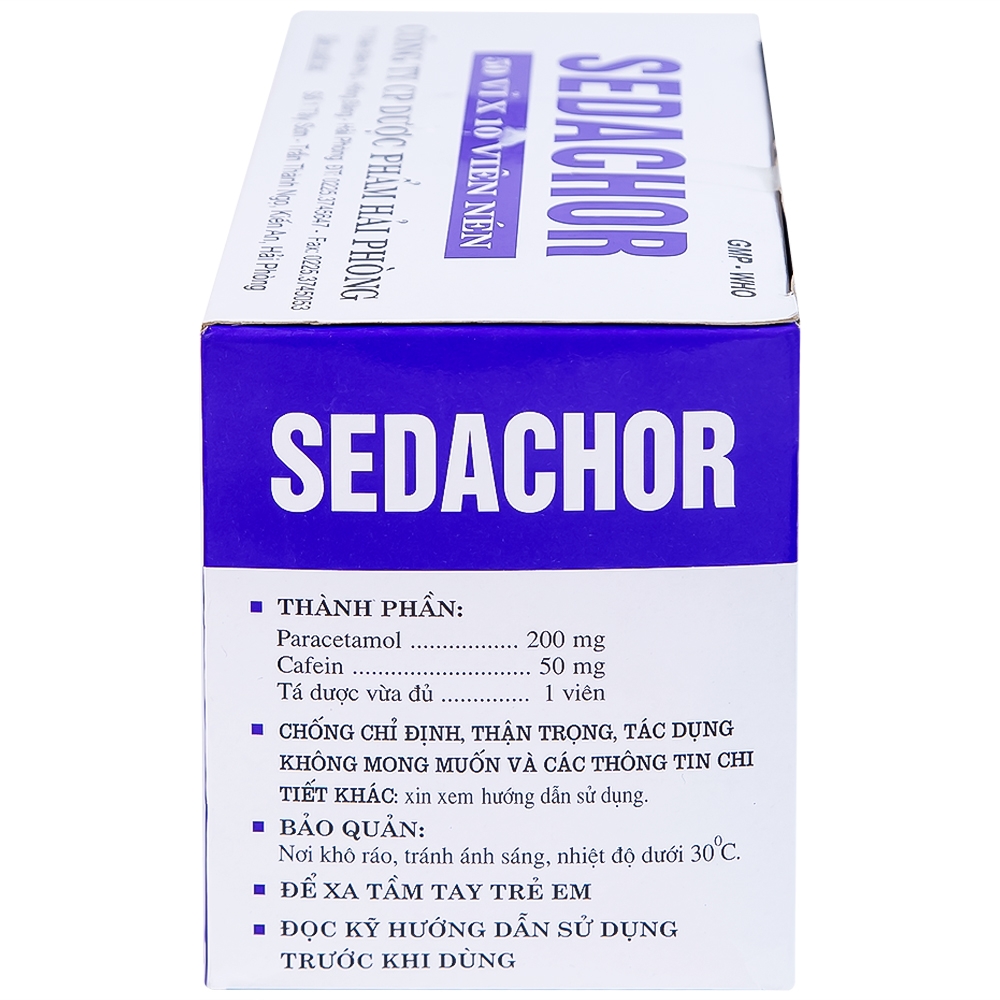 Hình ảnh Thuốc Sedachor Haripharco hạ sốt, giảm đau, trị cảm cúm, nhức đầu (50 vỉ x 10 viên)