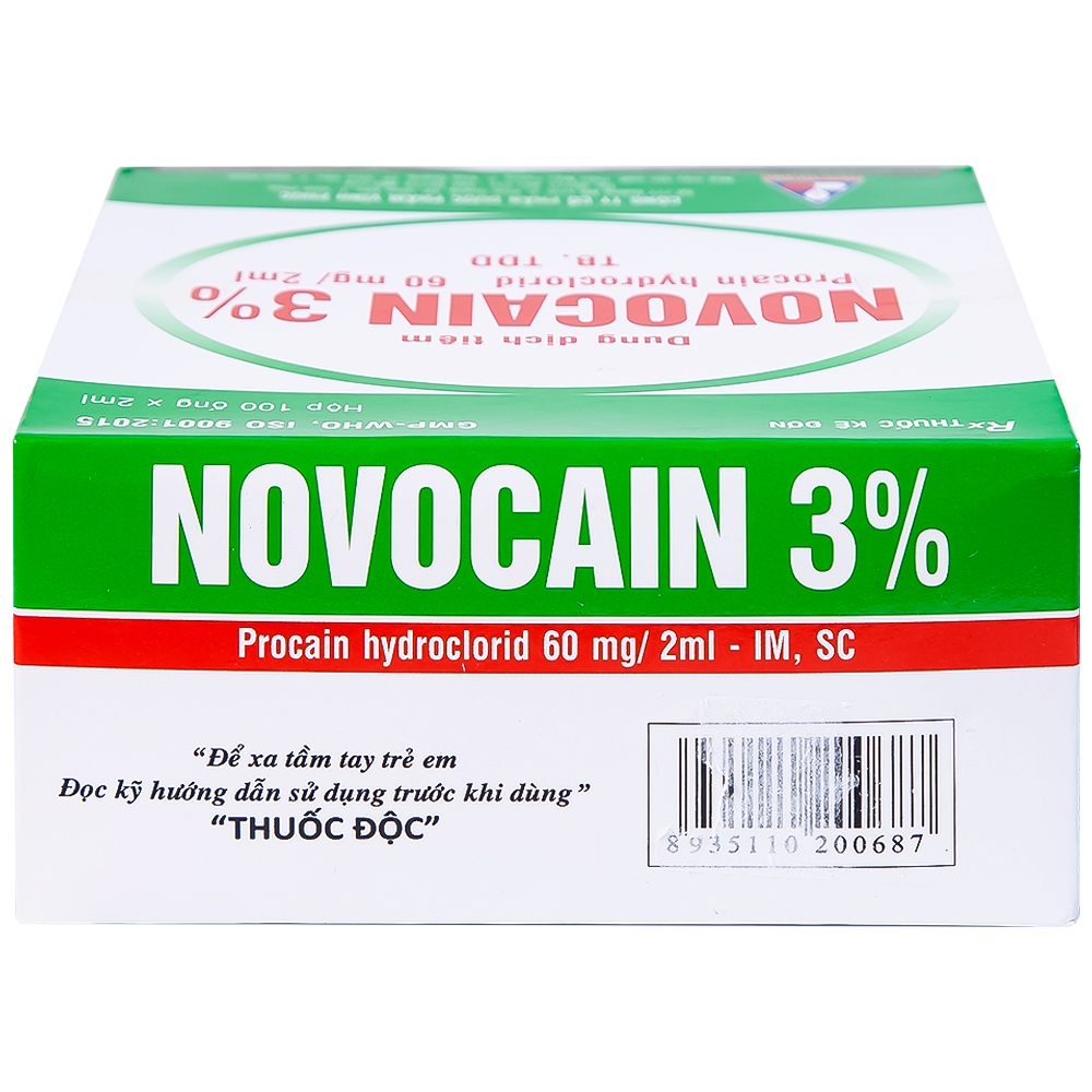 Hình ảnh Dung dịch tiêm Novocain 3% Vinphaco gây tê tiêm thấm, gây tê vùng, gây tê tủy sống (100 ống x 2ml) 
