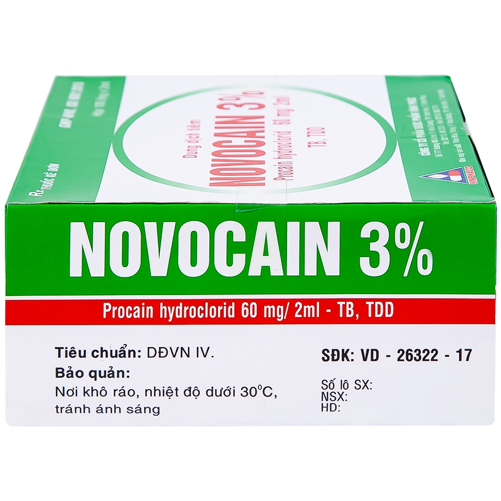 Hình ảnh Dung dịch tiêm Novocain 3% Vinphaco gây tê tiêm thấm, gây tê vùng, gây tê tủy sống (100 ống x 2ml) 