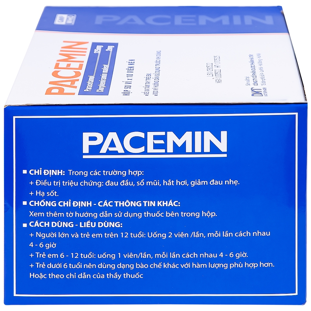 Hình ảnh Viên nén Pacemin Hataphar điều trị triệu chứng đau đầu, sổ mũi, hắt hơi, giảm đau nhẹ (50 vỉ x 10 viên)