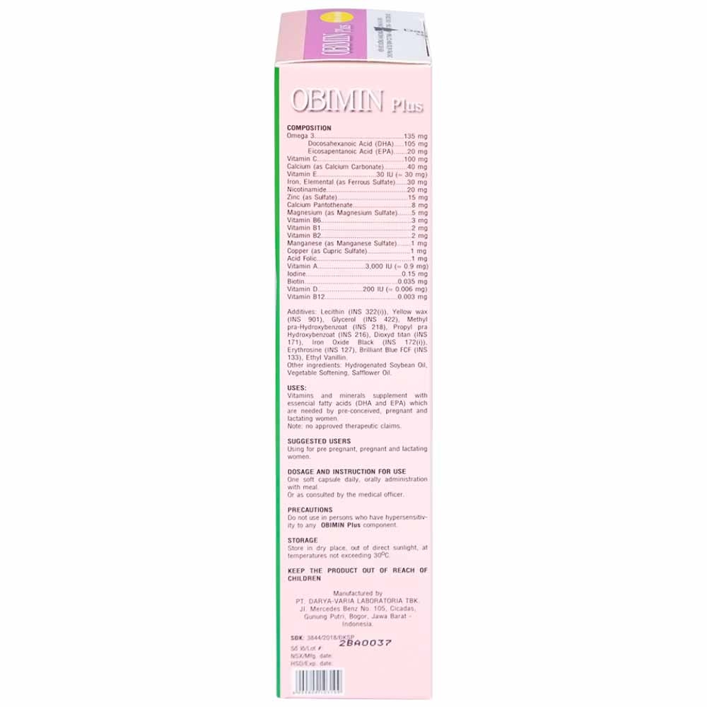 Hình ảnh Viên uống Obimin Plus bổ sung các vitamin và khoáng chất (6 vỉ x 5 viên)