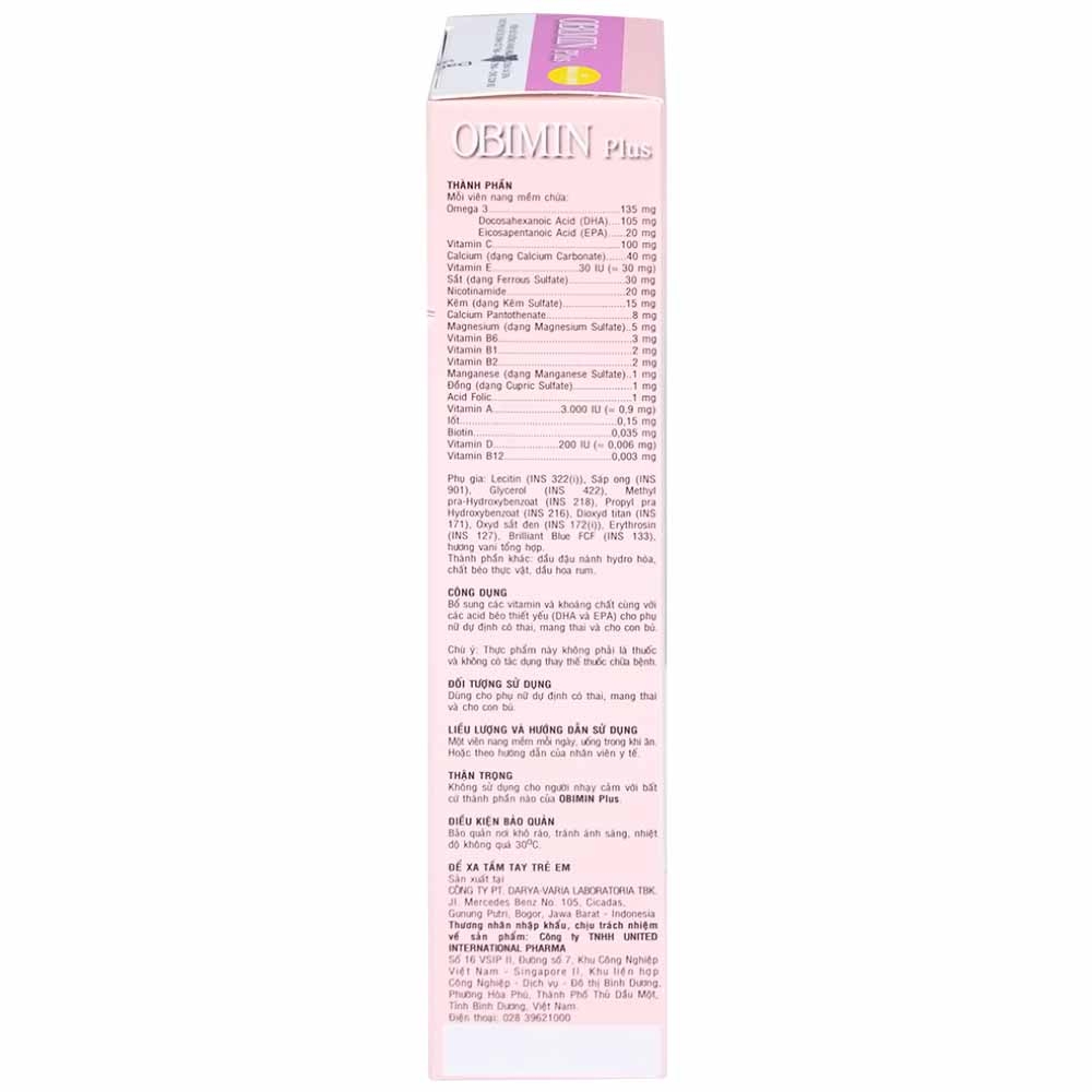 Hình ảnh Viên uống Obimin Plus bổ sung các vitamin và khoáng chất (6 vỉ x 5 viên)