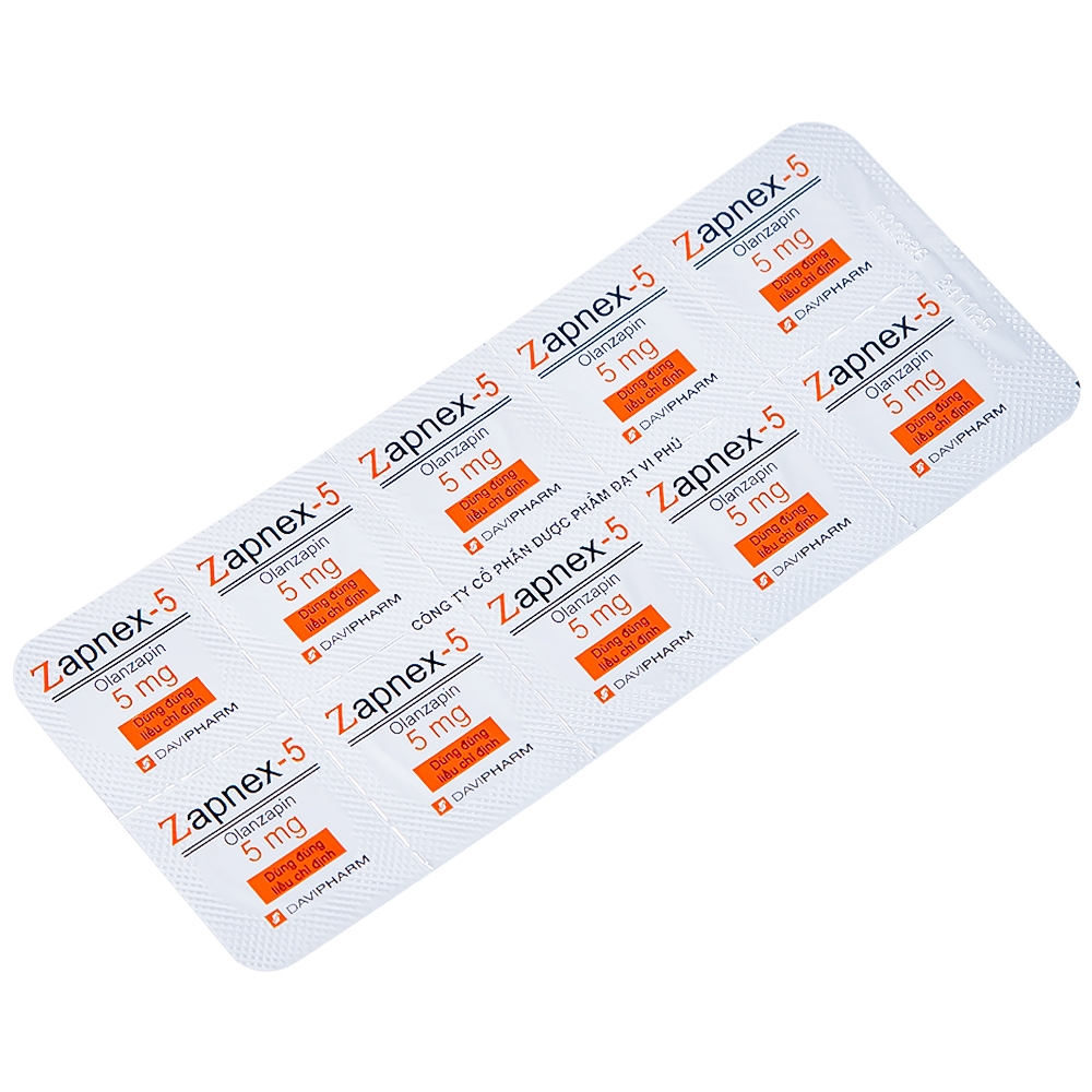Hình ảnh Thuốc Zapnex-5 DaviPharm điều trị tâm thần phân liệt (6 vỉ x 10 viên) 