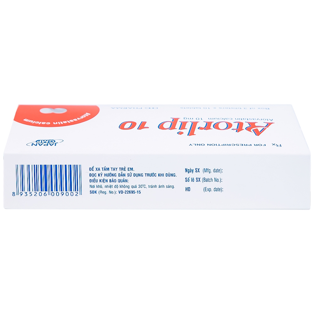 Hình ảnh Thuốc Atorlip 10mg DHG điều trị tăng cholesterol toàn phần, tăng LDL-cholesterol (3 vỉ x 10 viên)
