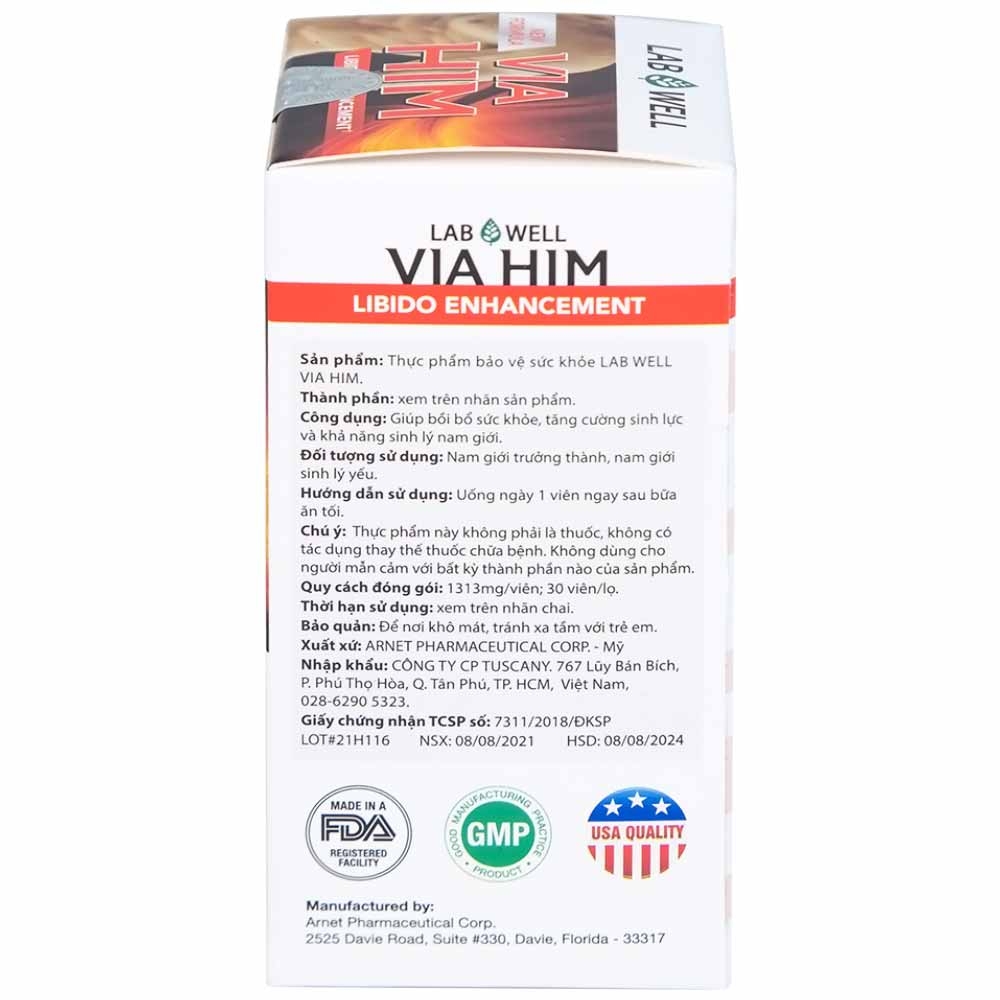 Hình ảnh Viên uống Via Him Lab Well bồi bổ sức khỏe, tăng cường sinh lực và khả năng sinh lý ở nam giới (30 viên)