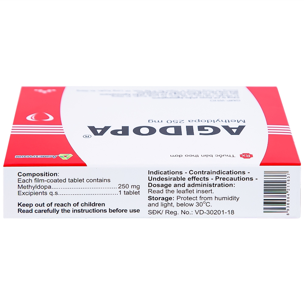 Hình ảnh Thuốc Agidopa Agimexpharm điều trị tăng huyết áp (2 vỉ x 10 viên)