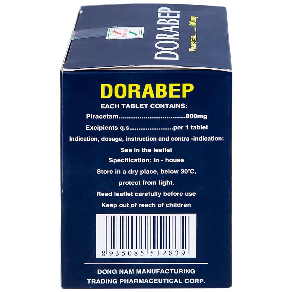 Hình ảnh Thuốc Dorabep 800mg Đông Nam điều trị triệu chứng chóng mặt (10 vỉ x 10 viên)