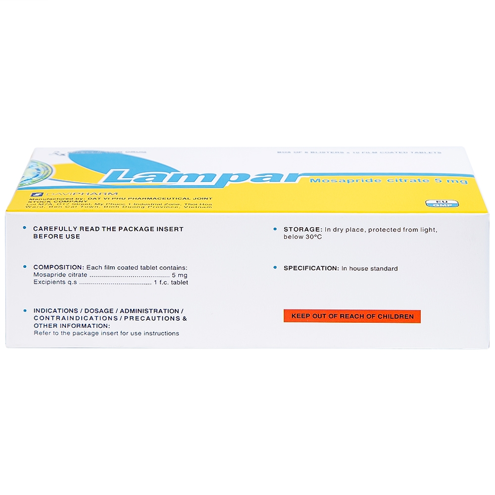 Hình ảnh Viên nén Lampar 5mg DaviPharm điều trị bệnh trào ngược dạ dày - thực quản mạn tính (6 vỉ x 10 viên)