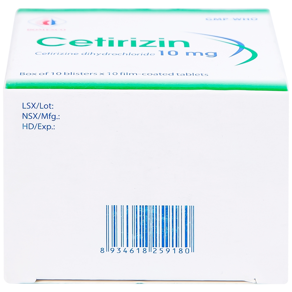 Hình ảnh Thuốc Cetirizin 10mg Domesco điều trị viêm mũi dị ứng, mày đay (10 vỉ x 10 viên)