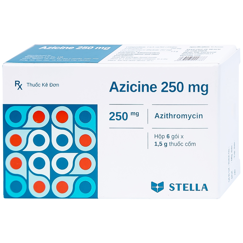 Hình ảnh Thuốc cốm Azicine 250mg Stella điều trị nhiễm khuẩn (6 gói x 1g)
