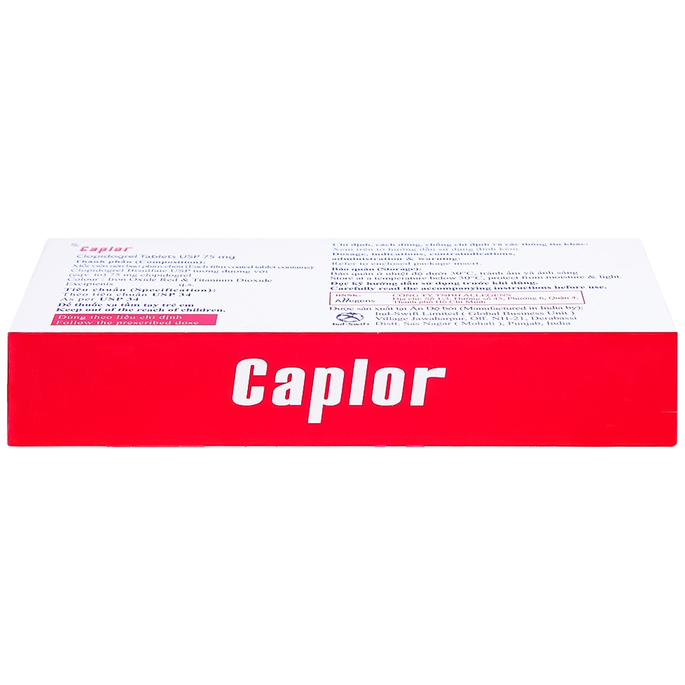 Hình ảnh Thuốc Caplor 75mg INd-Swift giảm huyết khối tắc mạch (3 vỉ x 10 viên)