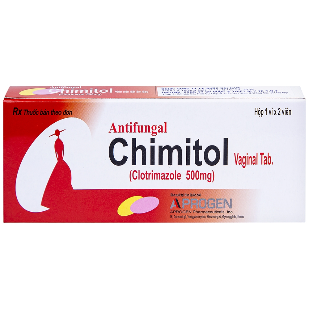 Hình ảnh Viên đặt âm đạo Chimitol Vaginal Tab Aprogen điều trị viêm âm đạo do nấm (1 vỉ x 2 viên)