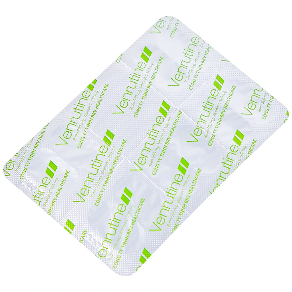 Hình ảnh Thuốc Venrutine 500mg/100mg BRV điều trị bệnh trĩ, các chứng xuất huyết dưới da (3 vỉ x 10 viên)
