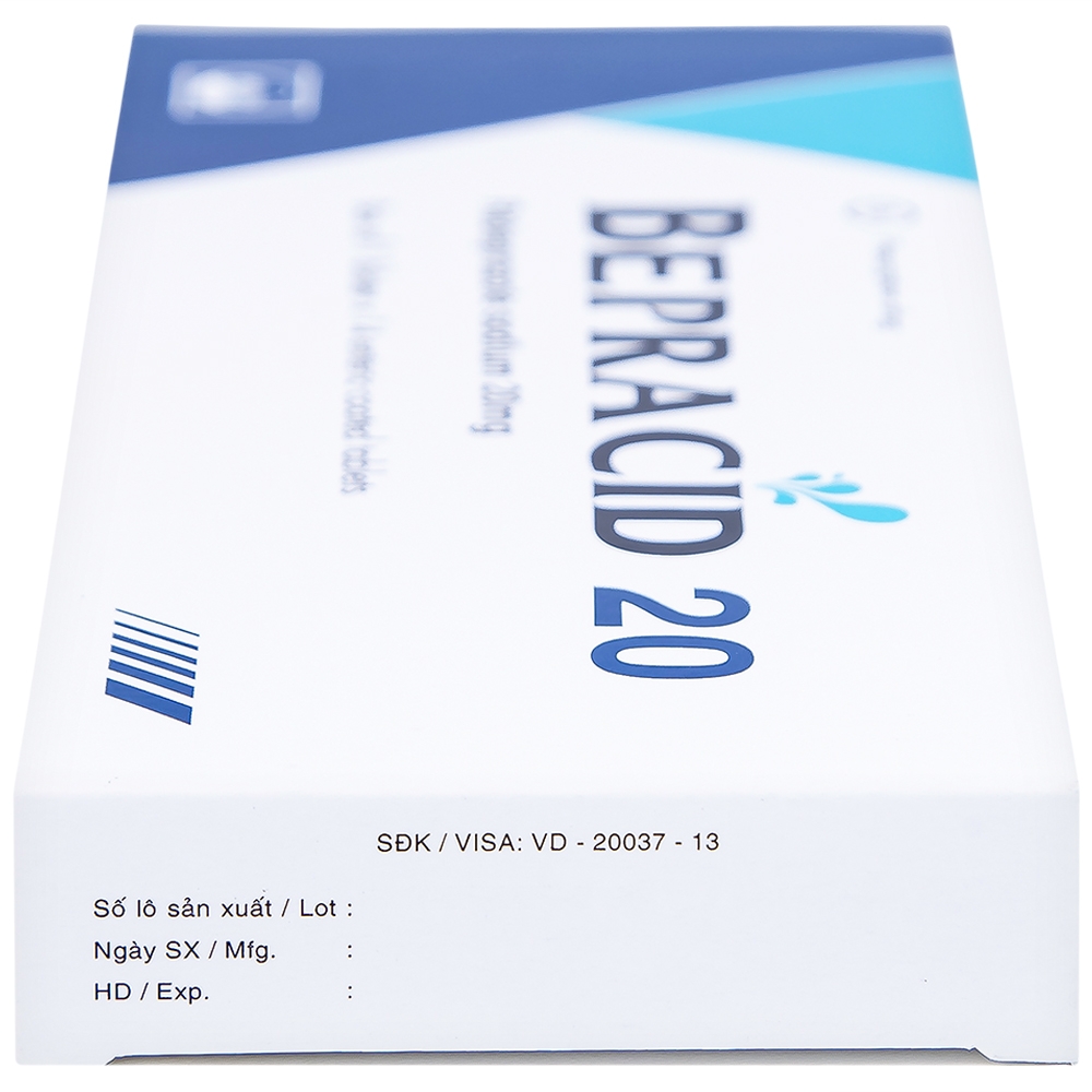 Hình ảnh Thuốc Bepracid 20mg Pymepharco điều trị trào ngược dạ dày – thực quản, loét dạ dày - tá tràng (1 vỉ x 14 viên)