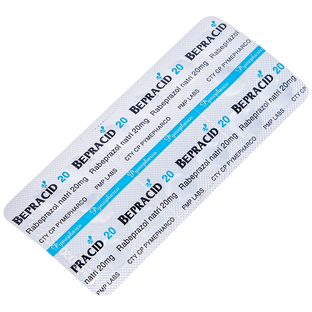 Hình ảnh Thuốc Bepracid 20mg Pymepharco điều trị trào ngược dạ dày – thực quản, loét dạ dày - tá tràng (1 vỉ x 14 viên)