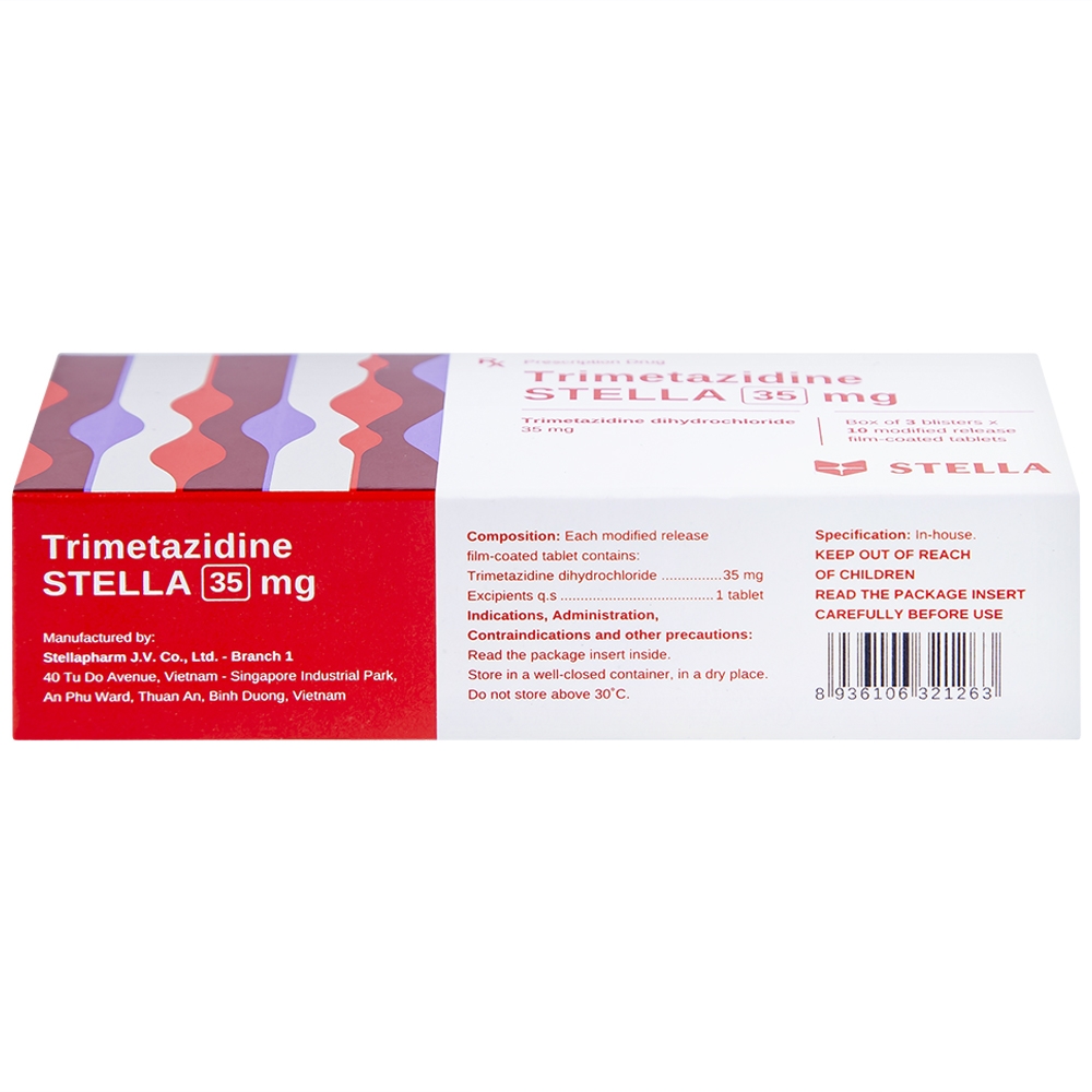 Hình ảnh Thuốc Trimetazidine Stella 35mg điều trị đau thắt ngực ổn định (3 vỉ x 10 viên)