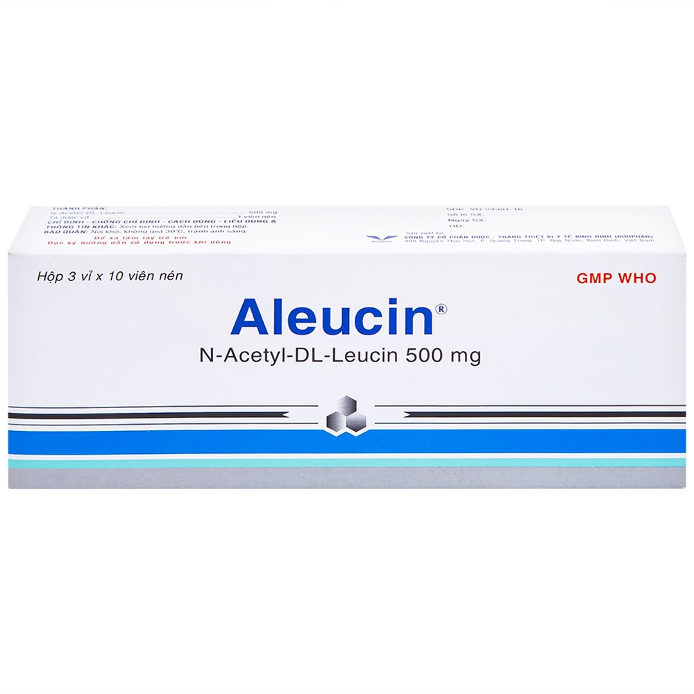 Hình ảnh Thuốc Aleucin 500mg Bidiphar điều trị các cơn chóng mặt (3 vỉ x 10 viên)