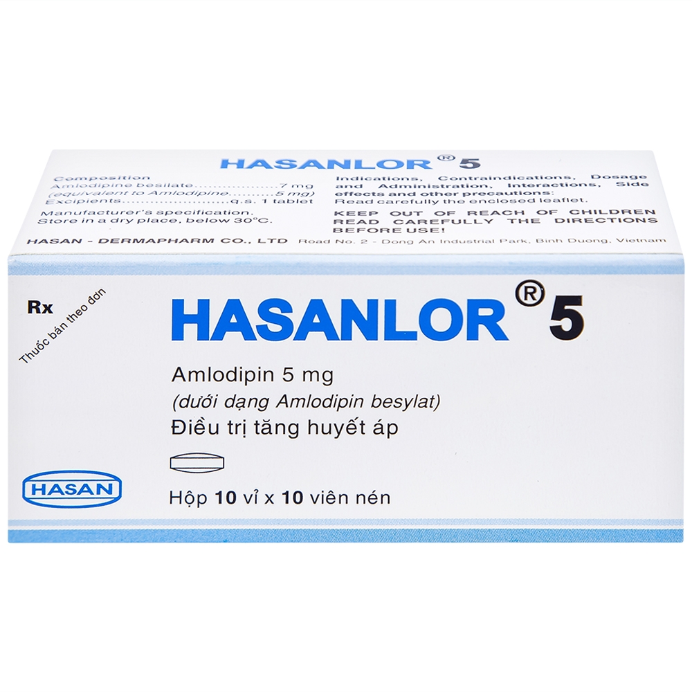 Hình ảnh Thuốc Hasanlor 5 Hasan điều trị tăng huyết áp, đau thắt ngực (10 vỉ x 10 viên)