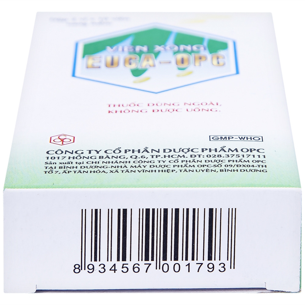 Hình ảnh Viên xông Euca-OPC điều trị cảm mạo, cảm cúm, sát trùng mũi họng (2 vỉ x 10 viên)