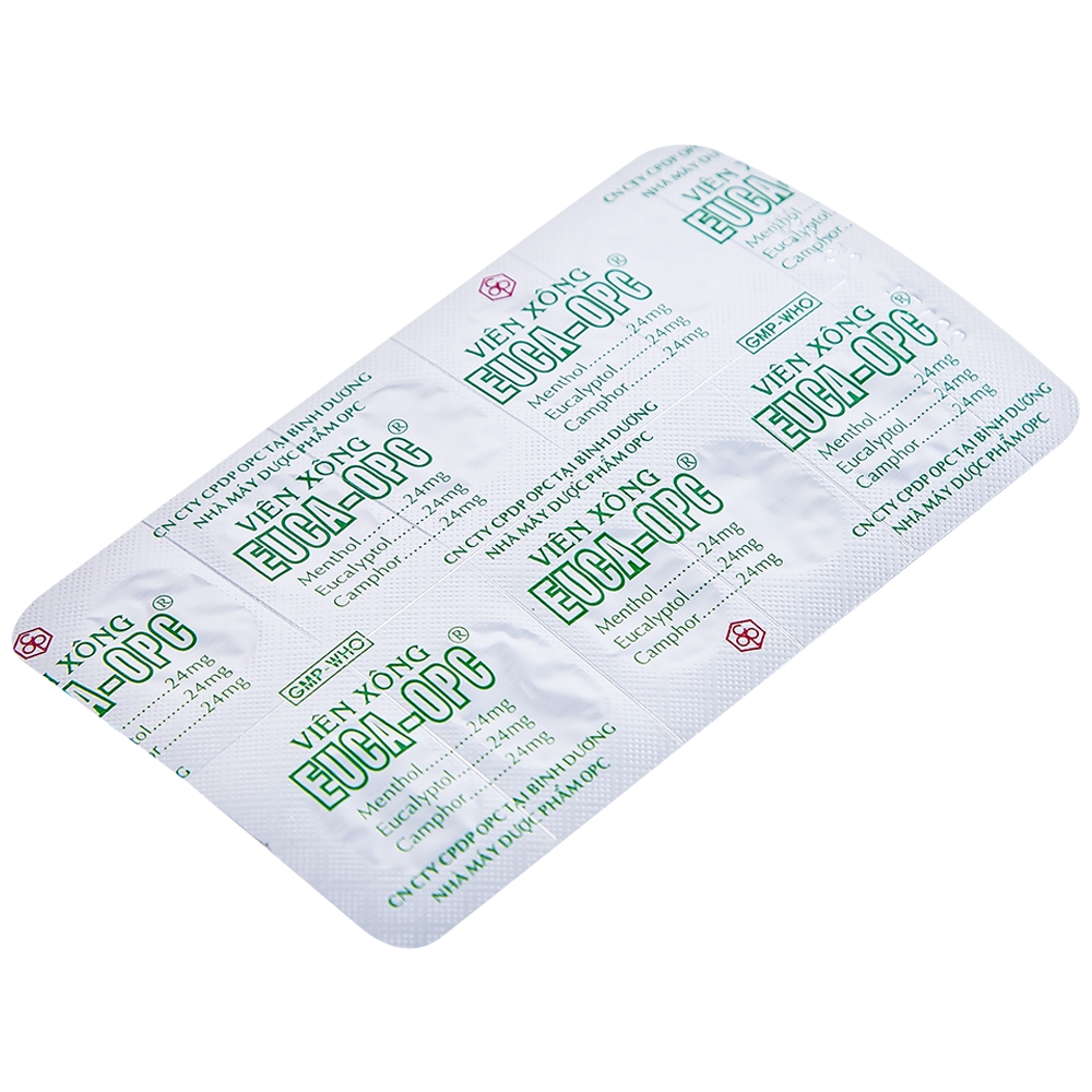 Hình ảnh Viên xông Euca-OPC điều trị cảm mạo, cảm cúm, sát trùng mũi họng (2 vỉ x 10 viên)
