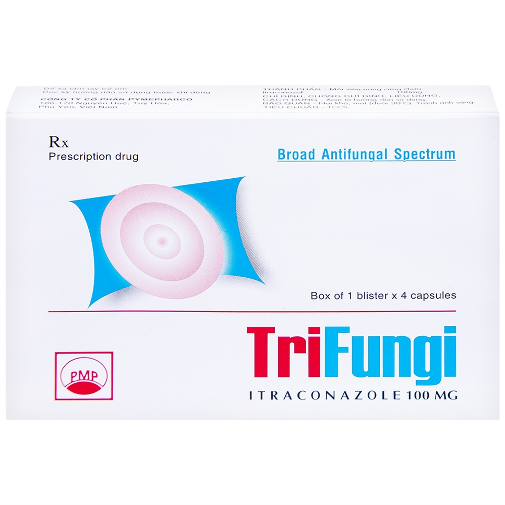 Hình ảnh Thuốc Trifungi Pymepharco điều trị nhiễm nấm Candida ở miệng - họng (1 vỉ x 4 viên)