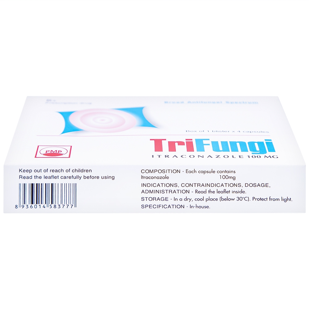 Hình ảnh Thuốc Trifungi Pymepharco điều trị nhiễm nấm Candida ở miệng - họng (1 vỉ x 4 viên)