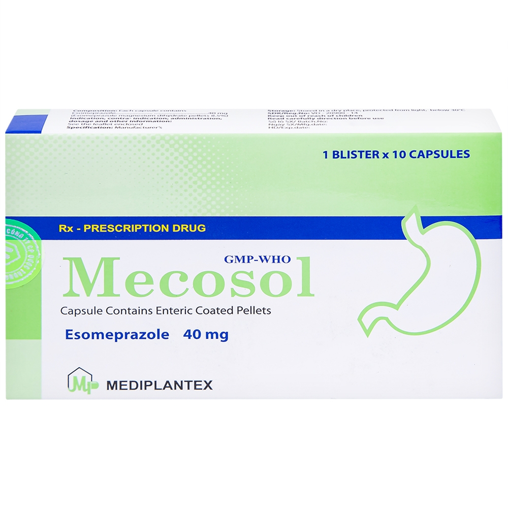 Hình ảnh Viên nang cứng Mecosol 40mg Mediplantex điều trị bệnh trào ngược - dạ dày, thực quản (1 vỉ x 10 viên)