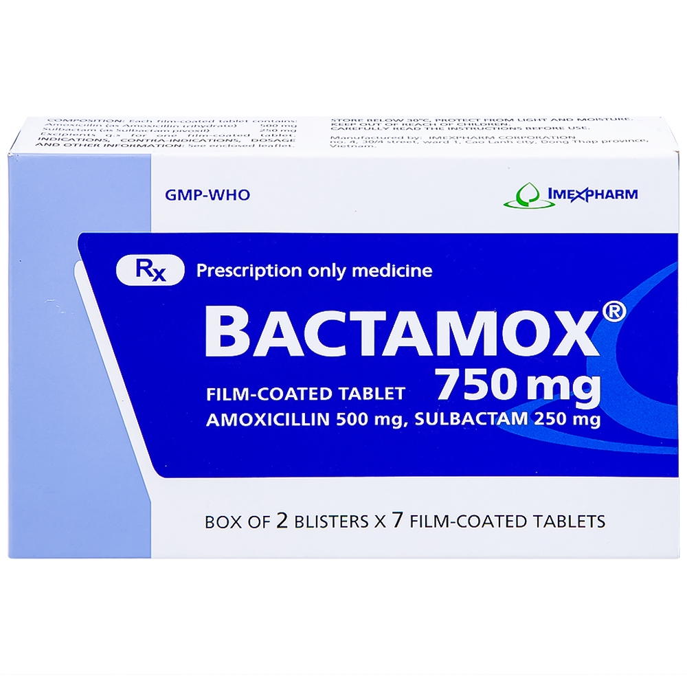 Hình ảnh Thuốc Bactamox 750 Imexpharm điều trị nhiễm khuẩn (2 vỉ x 7 viên)
