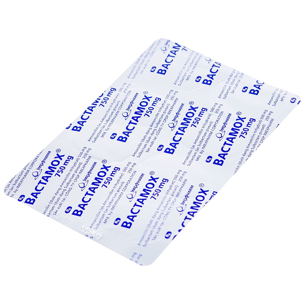 Hình ảnh Thuốc Bactamox 750 Imexpharm điều trị nhiễm khuẩn (2 vỉ x 7 viên)