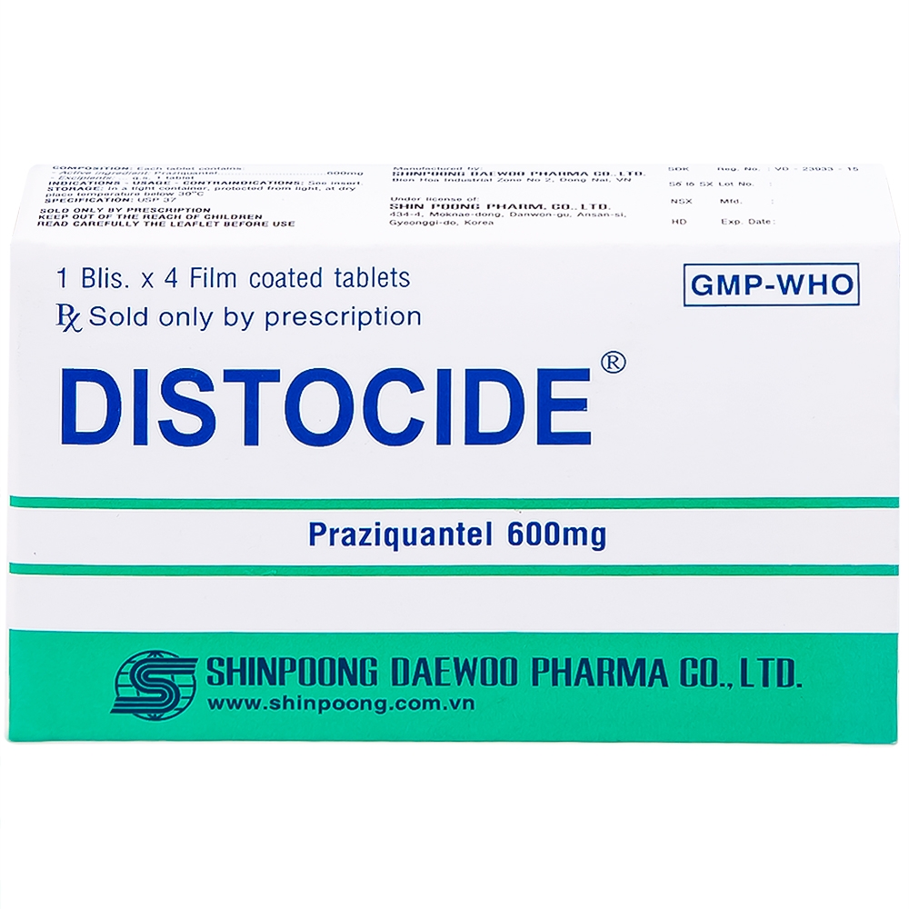 Hình ảnh Thuốc Distocide Shinpoong Daewoo điều trị sán máng, sán lá gan nhỏ (1 vỉ x 4 viên)