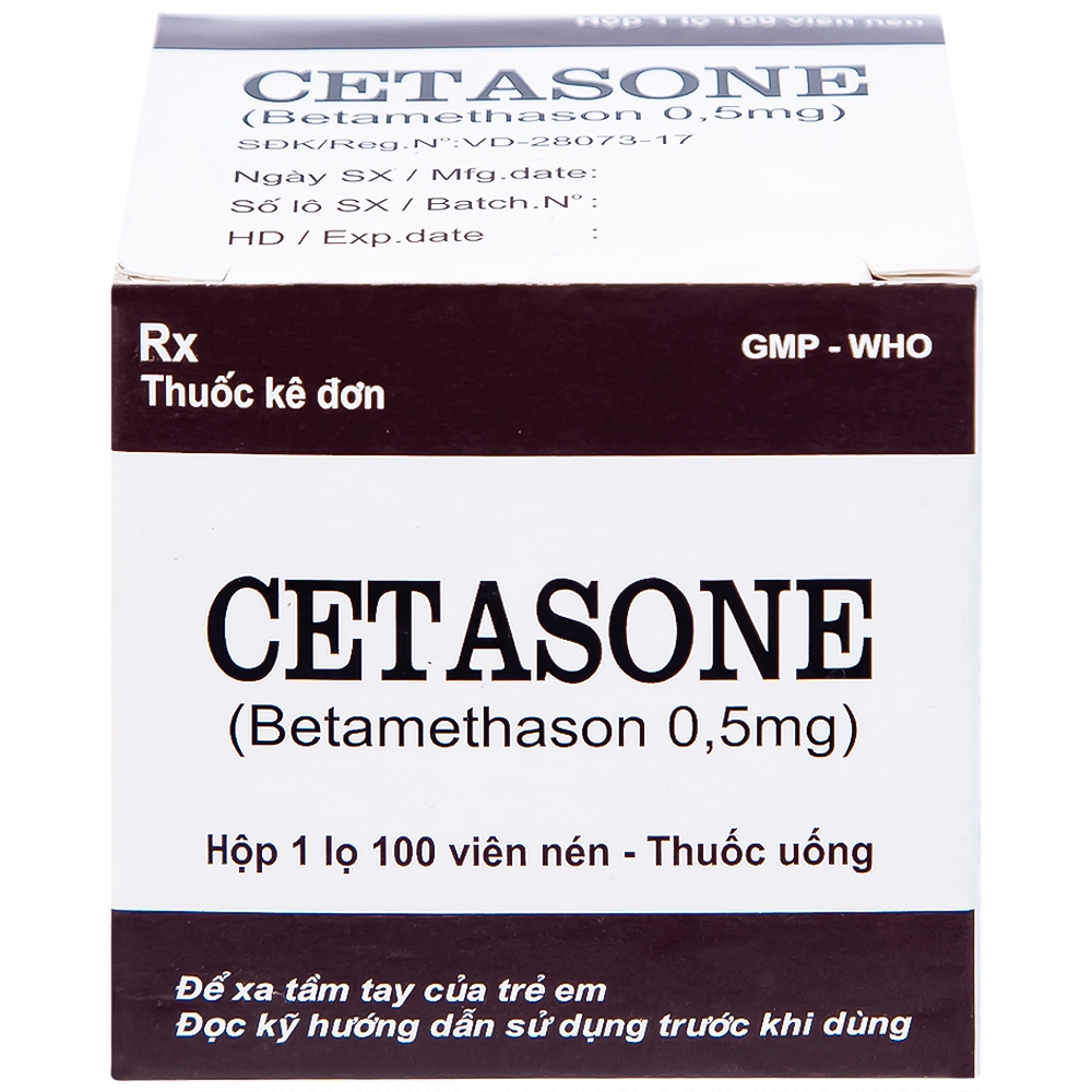 Hình ảnh Thuốc Cetasone 0.5mg Pharbaco điều trị thấp khớp, bệnh hệ thống tạo keo (100 viên)