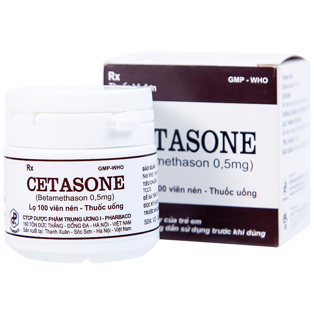 Hình ảnh Thuốc Cetasone 0.5mg Pharbaco điều trị thấp khớp, bệnh hệ thống tạo keo (100 viên)