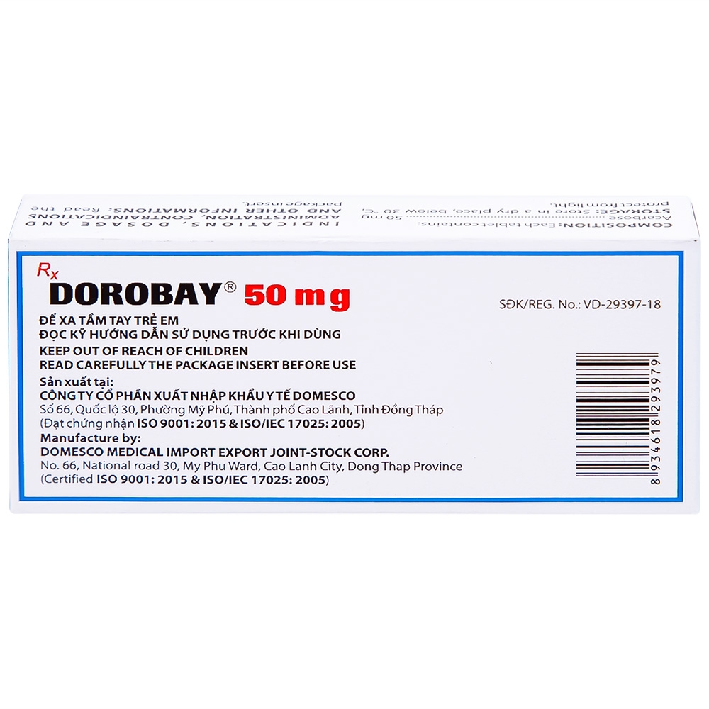 Hình ảnh Thuốc Dorobay 50mg Domesco điều trị đái tháo đường típ 2 (3 vỉ x 10 viên)