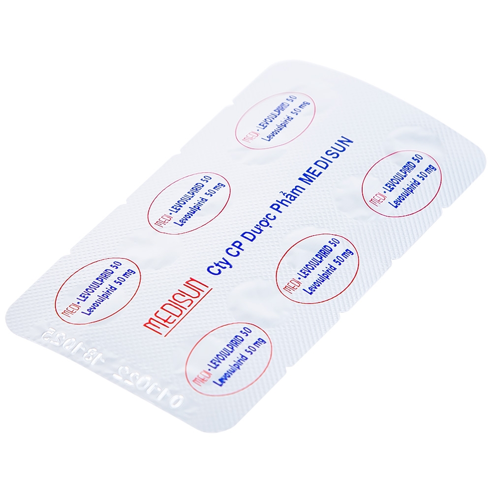 Hình ảnh Viên nén Medi-Levosulpirid 50 Medisun điều trị tâm thần phân liệt, rối loạn tiêu hóa (3 vỉ x 10 viên)