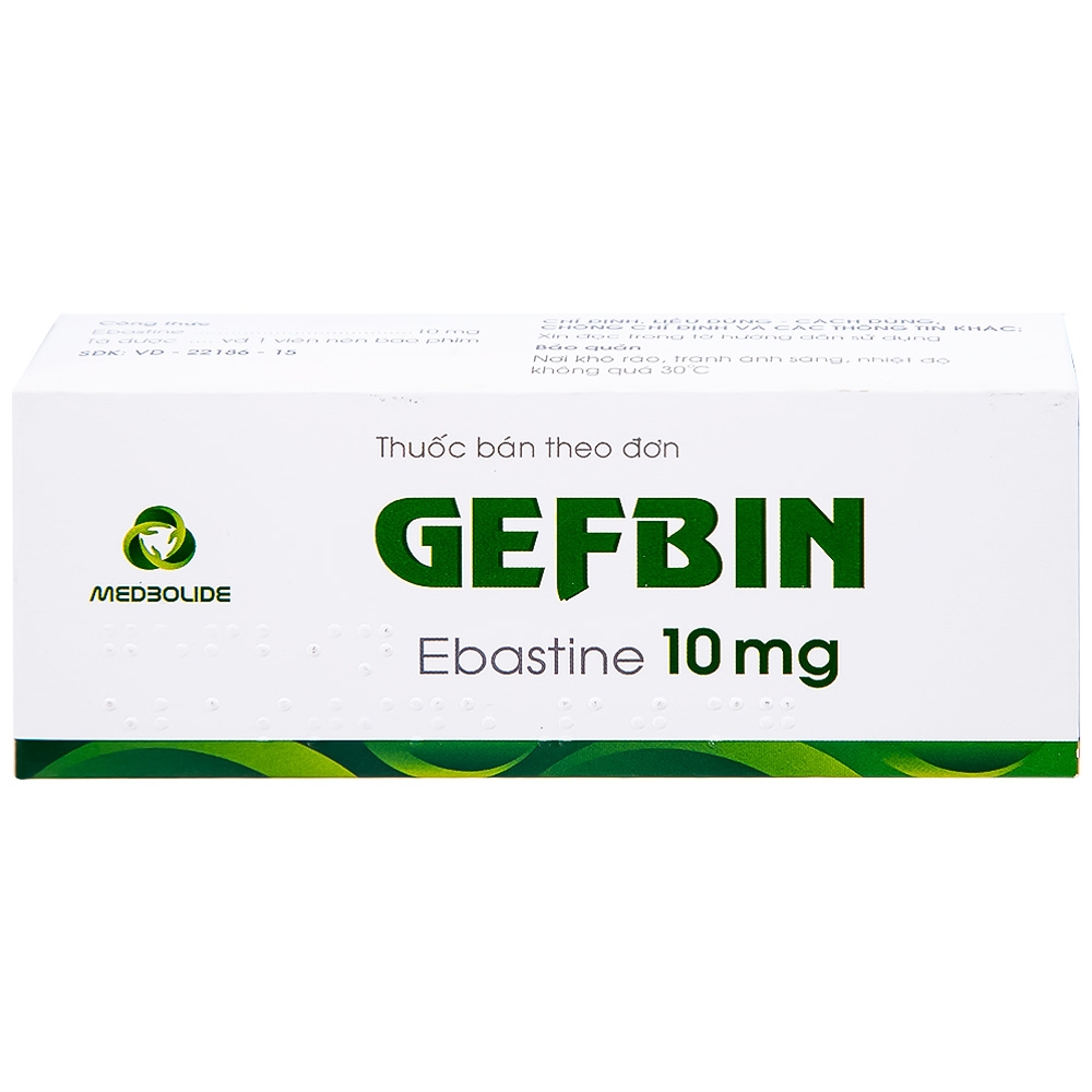 Hình ảnh Thuốc Gefbin Medisun điều trị viêm mũi dị ứng, mề đay vô căn mạn tính (3 vỉ x 10 viên)