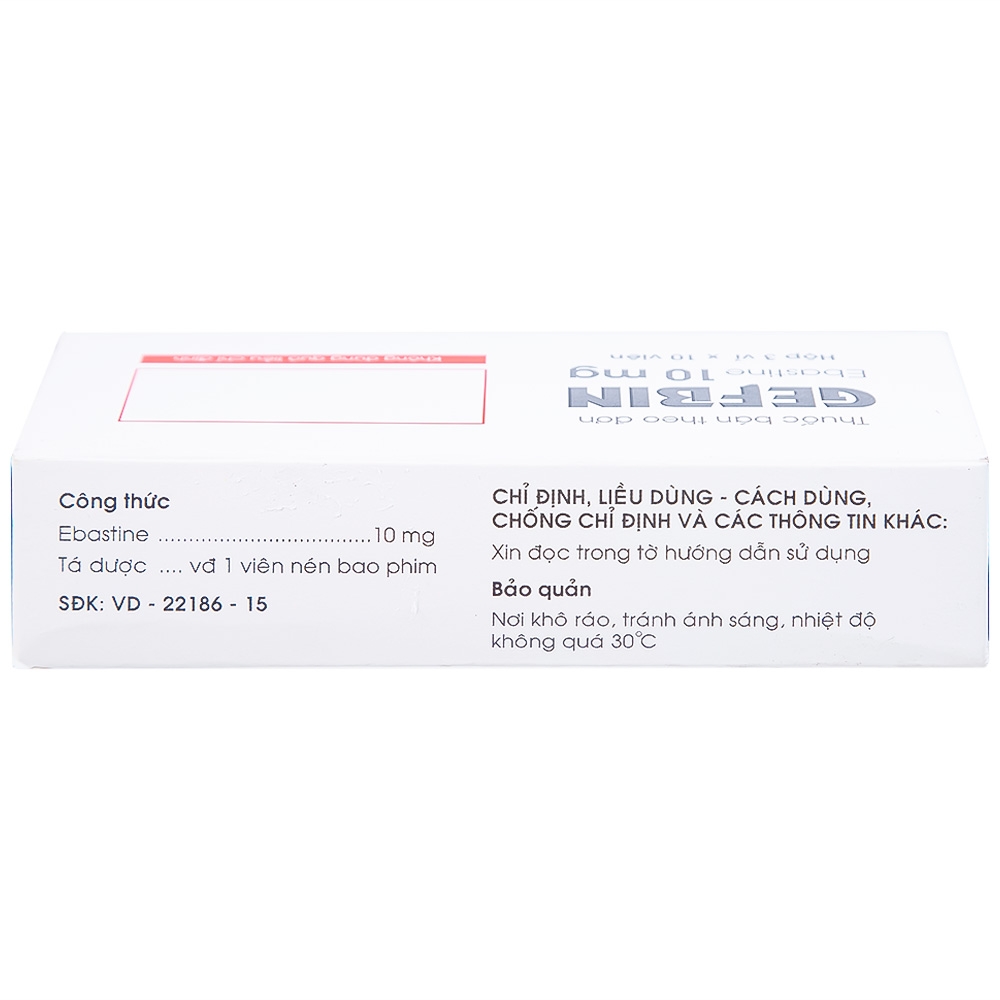 Hình ảnh Thuốc Gefbin Medisun điều trị viêm mũi dị ứng, mề đay vô căn mạn tính (3 vỉ x 10 viên)