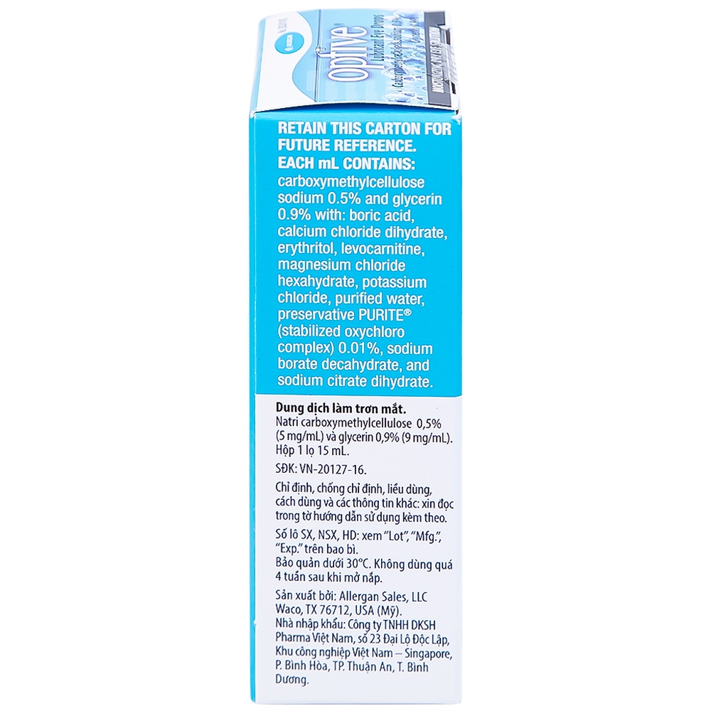 Hình ảnh Thuốc nhỏ mắt Optive Allergan giảm nóng, kích ứng và khó chịu do khô mắt (15ml)