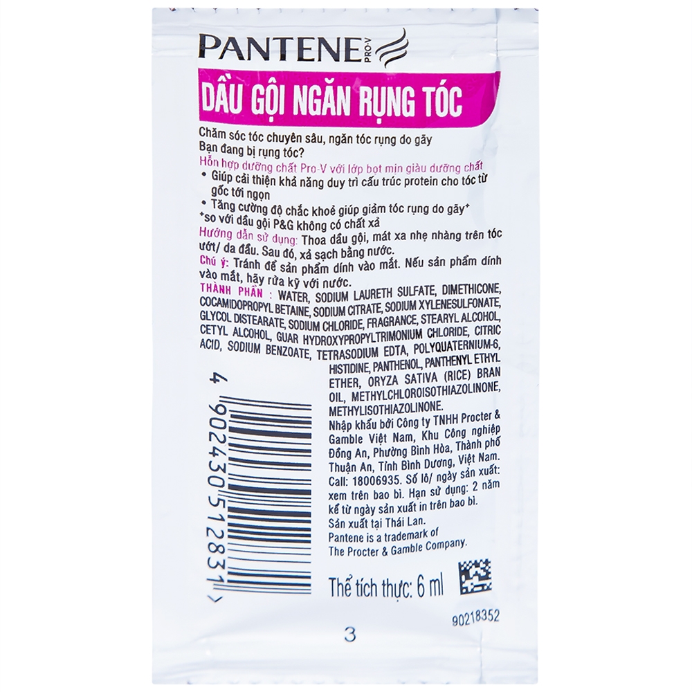 Hình ảnh Dầu gội ngăn rụng tóc Pantene dạng dây (10 gói x 6g)