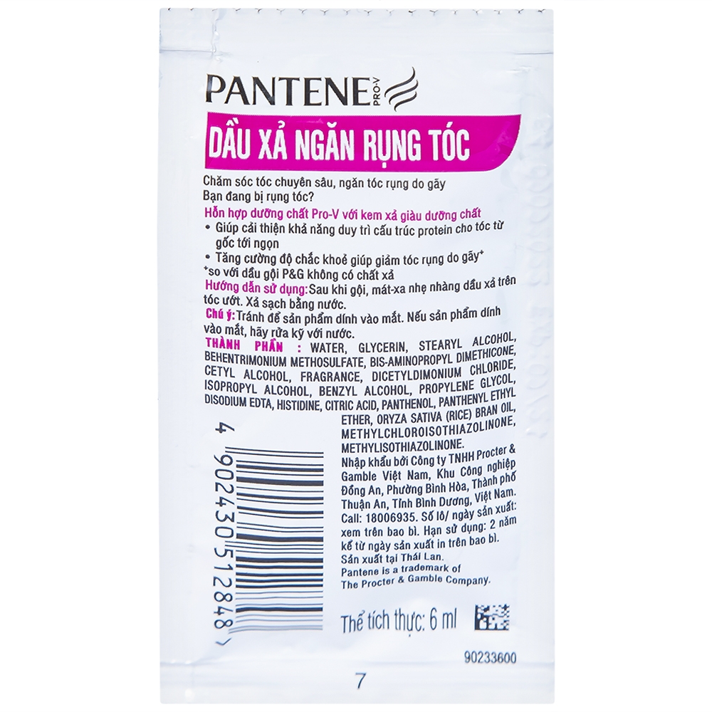 Hình ảnh Dầu xả ngăn rụng tóc Pantene dạng dây (10 gói x 6ml)