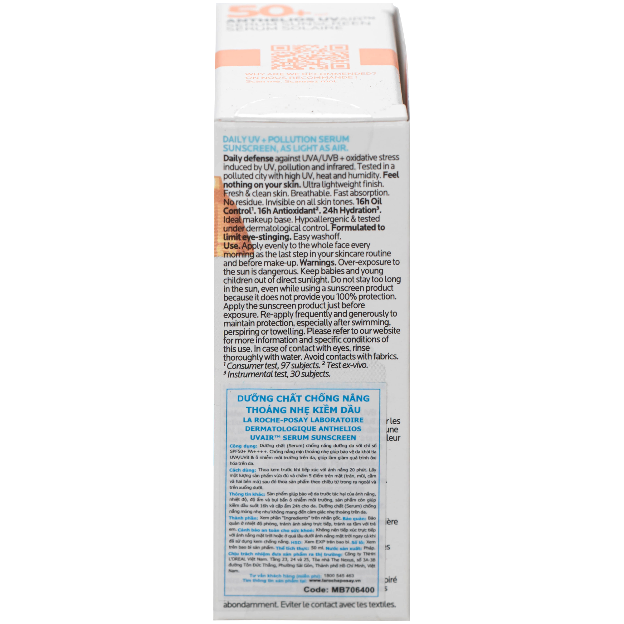 Hình ảnh Kem chống nắng thấm nhanh, không nhờn rít La Roche-Posay Anthelios Uvair Serum Solaire SPF 50+ PA++++ (50ml)