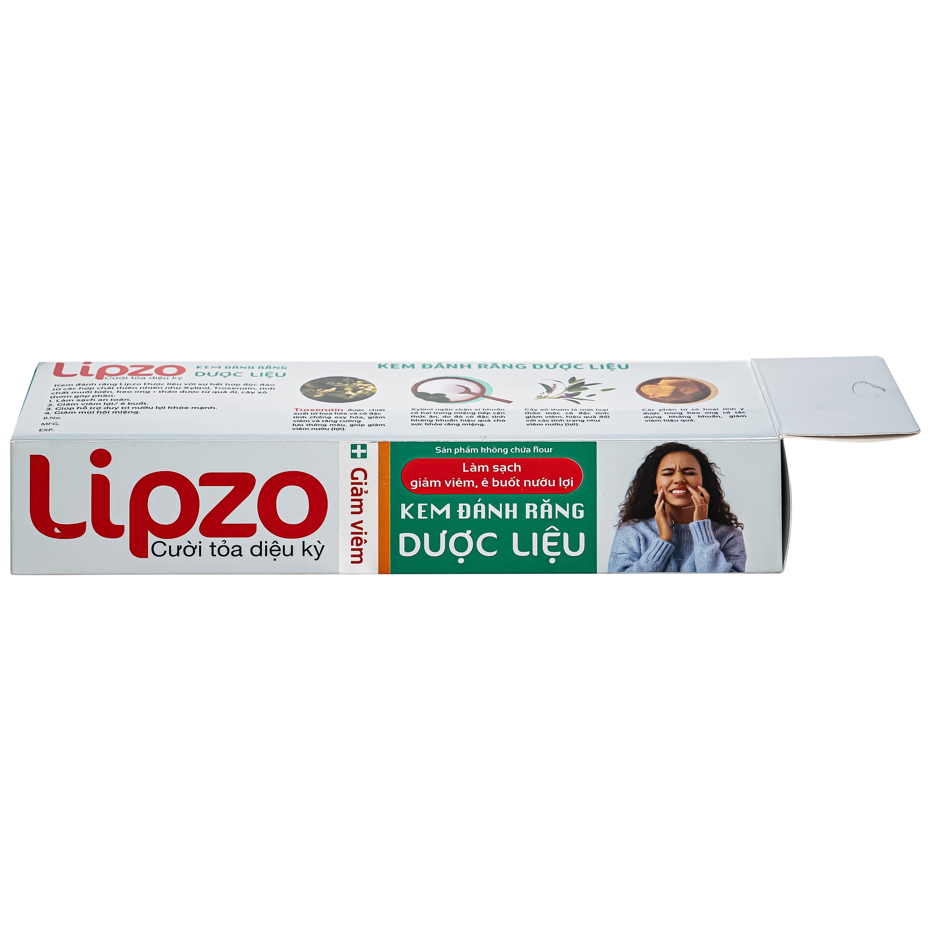 Hình ảnh Kem đánh răng dược liệu Lipzo làm sạch, giảm viêm, giảm ê buốt nướu lợi (110g)