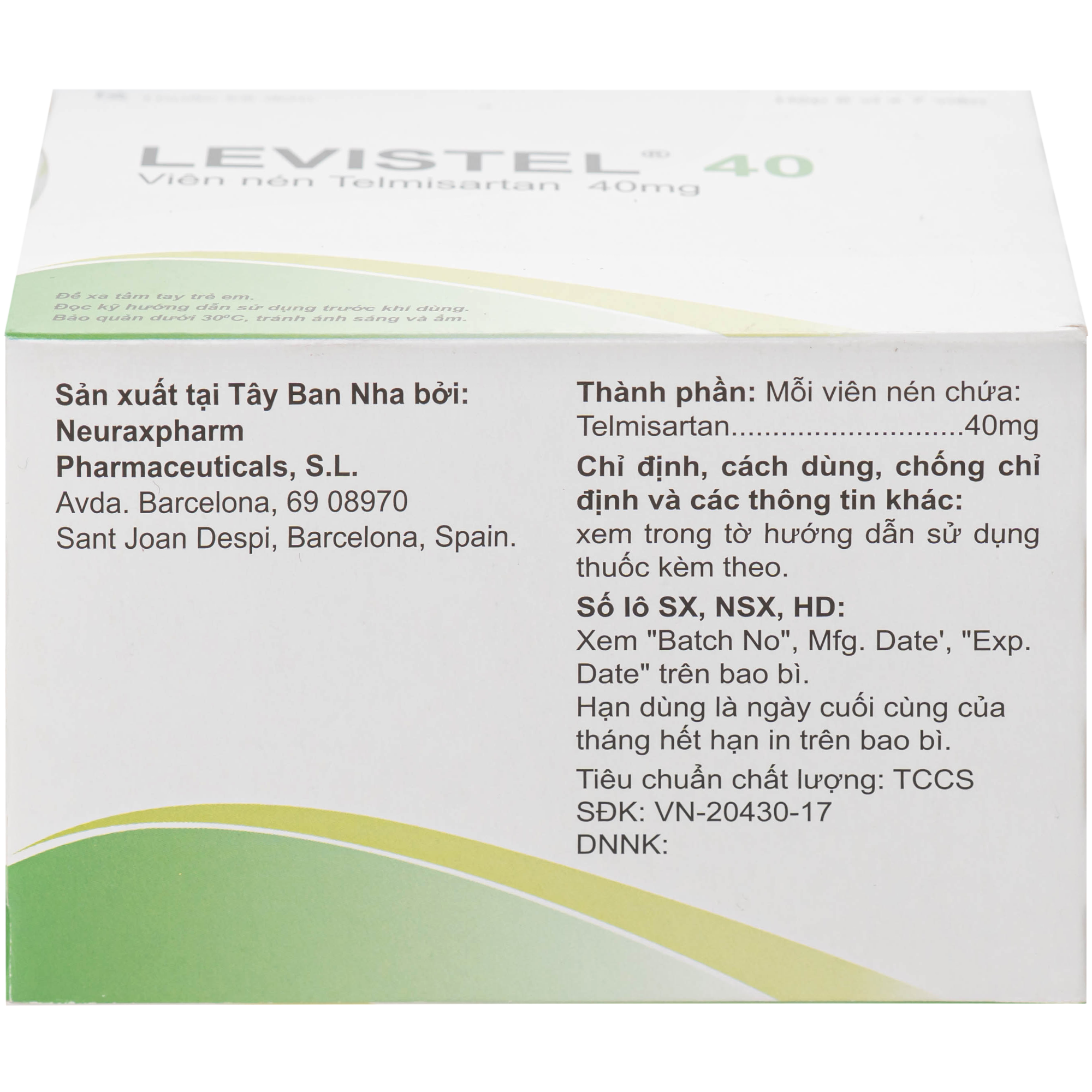 Hình ảnh Thuốc Levistel 40mg Neuraxpharm Điều trị tăng huyết áp vô căn (8 vỉ x 7 viên)