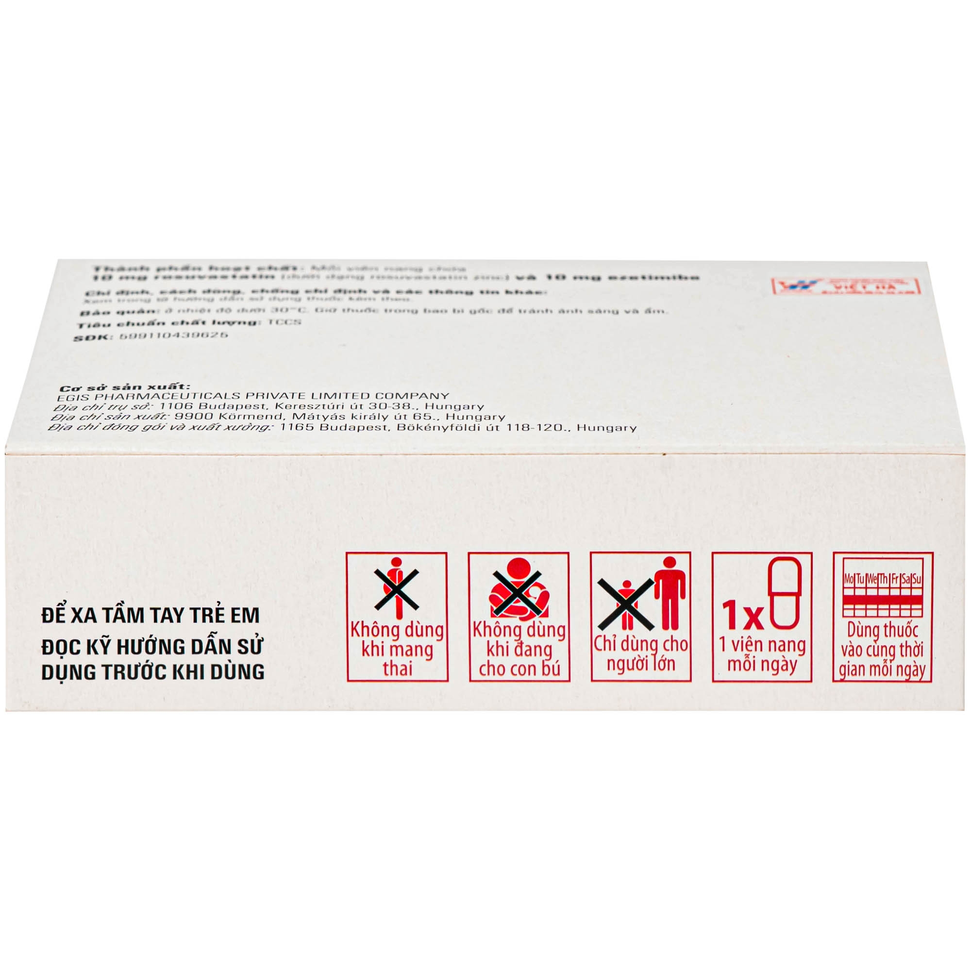 Hình ảnh Thuốc Lipocomb 10/10mg Egis Điều trị tăng cholesterol máu nguyên phát (3 vỉ x 10 viên)