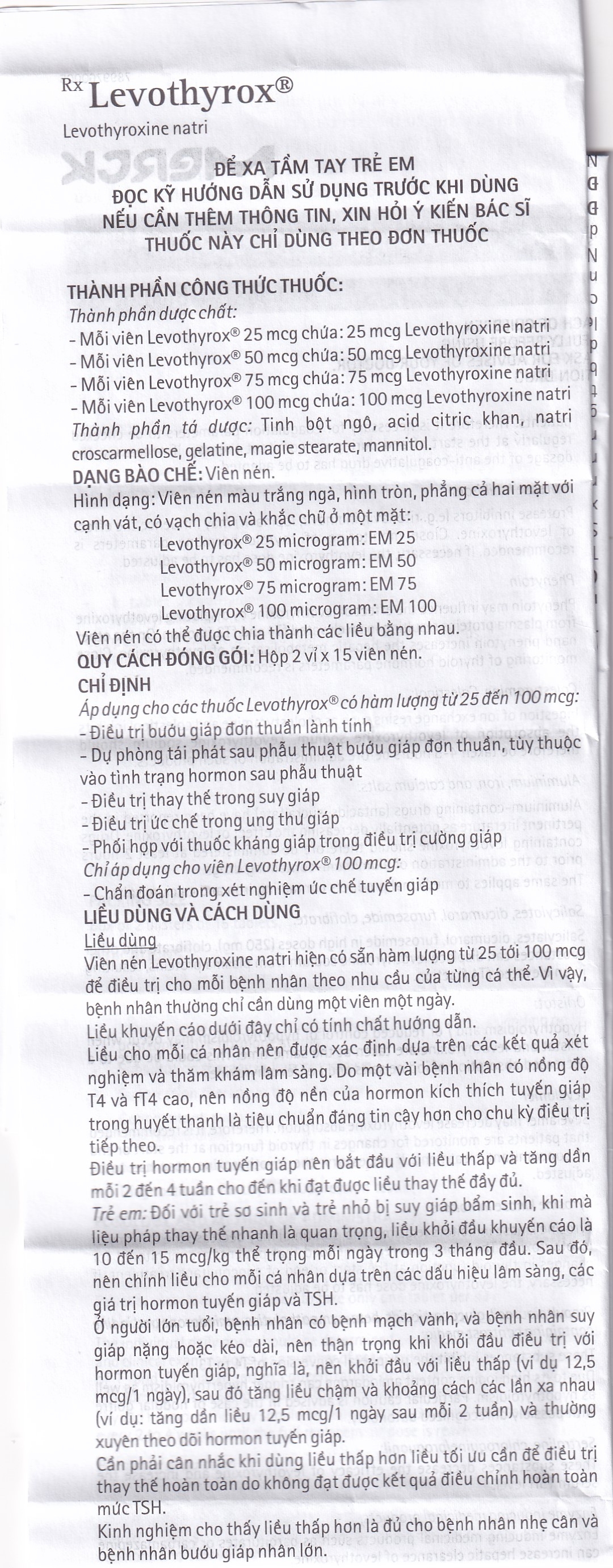 Hình ảnh Thuốc Levothyrox 100µg Merck điều trị bướu giáp, suy giáp, ung thư giáp (2 vỉ x 15 viên)