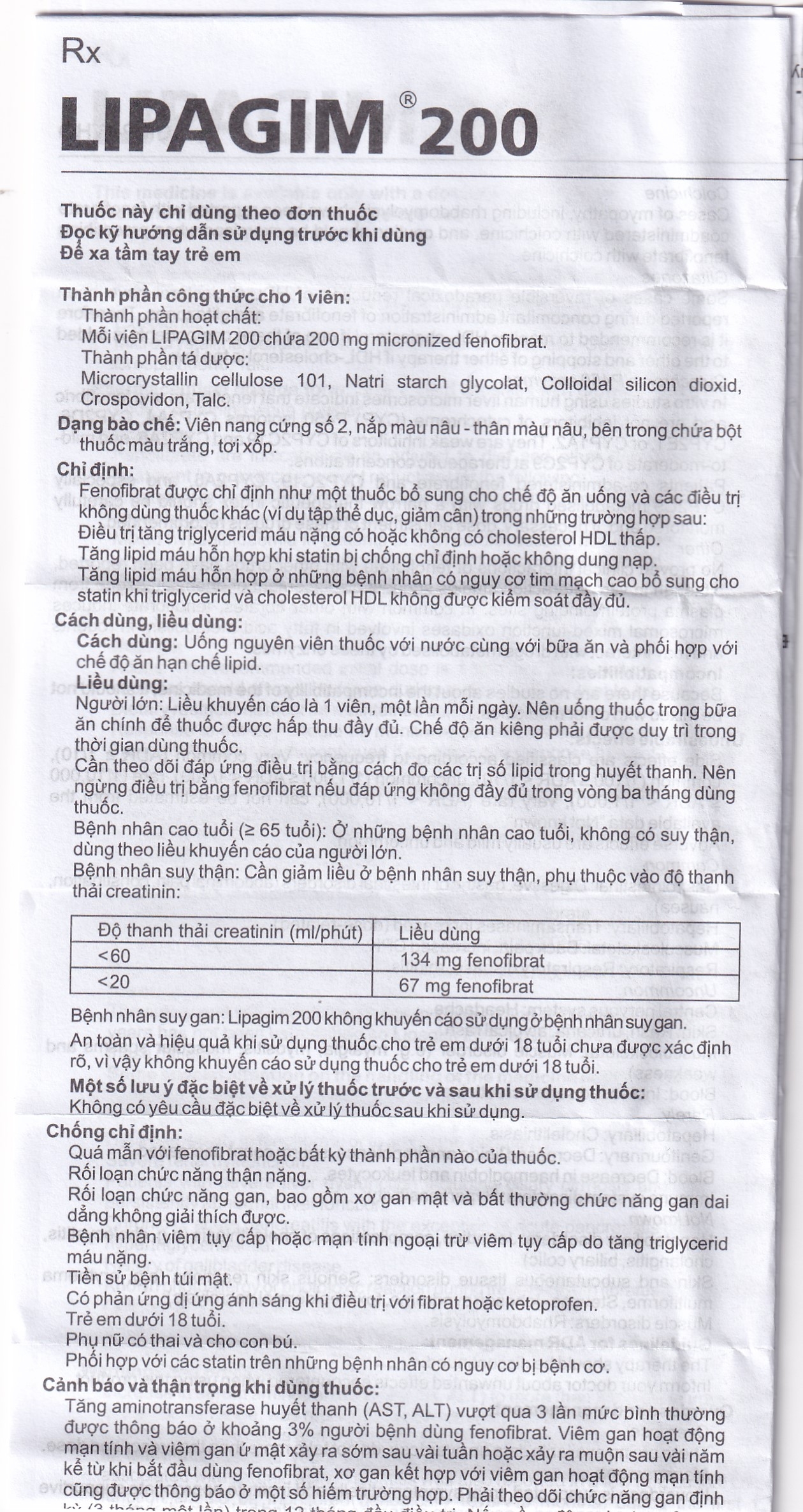 Hình ảnh Thuốc Lipagim 200 Agimexpharm bổ sung cho chế độ ăn uống, điều trị tăng triglycerid máu (3 vỉ x 10 viên)