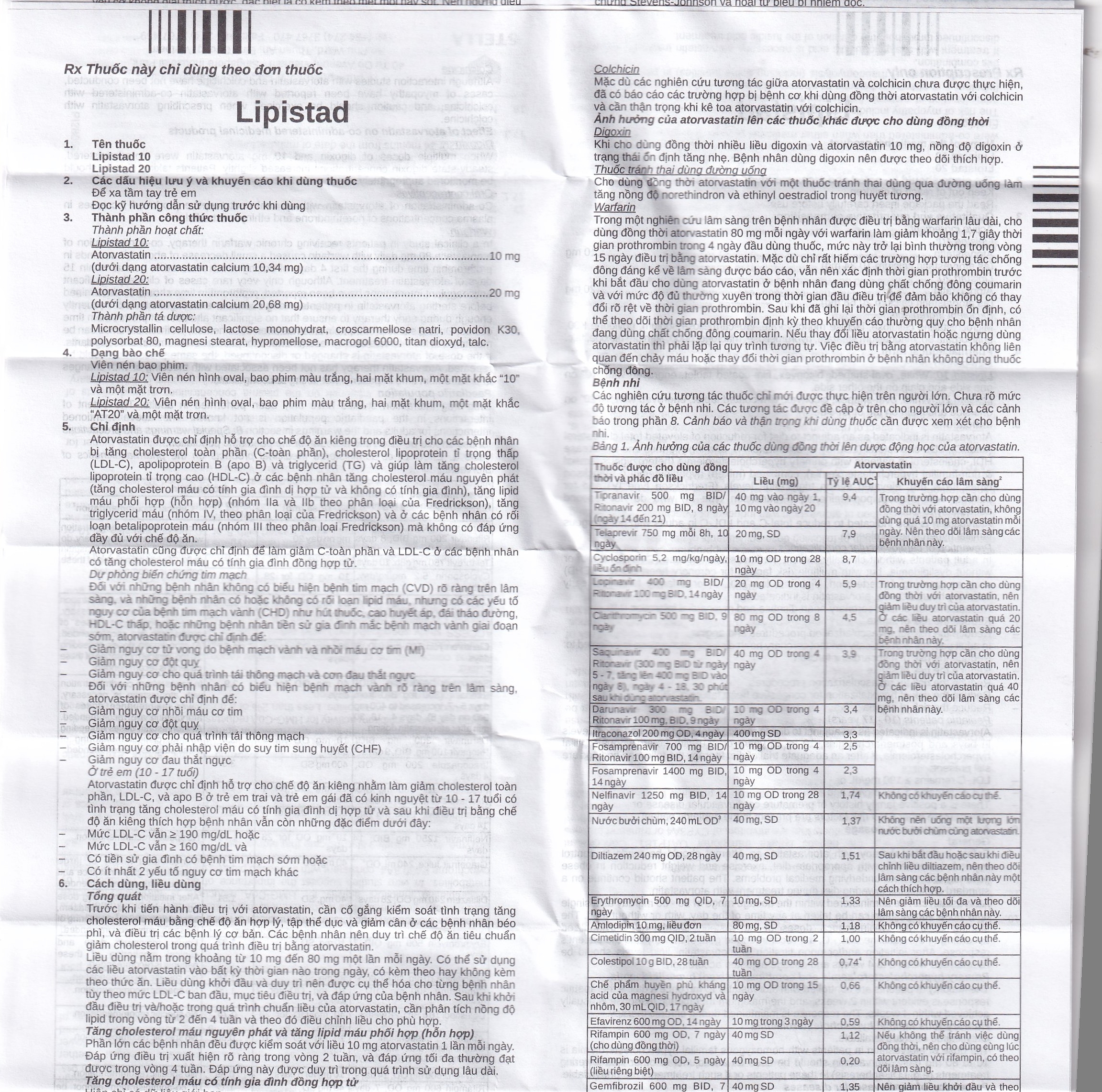 Hình ảnh Viên nén Lipistad 10 Stella điều trị tăng cholesterol máu (3 vỉ x 10 viên)
