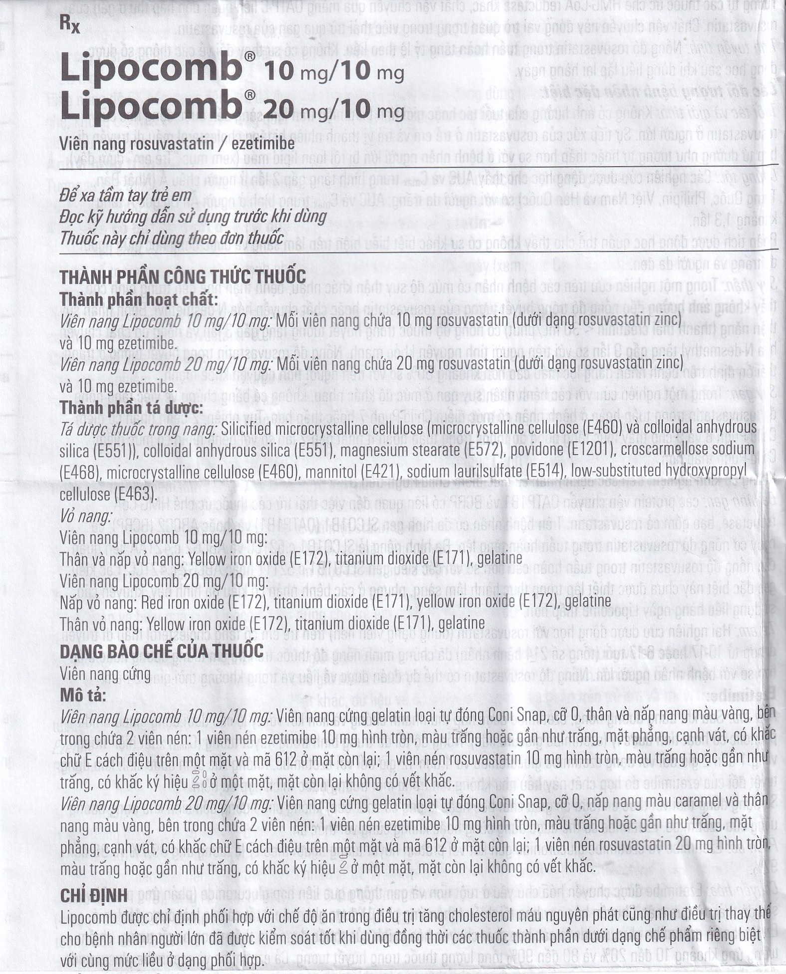 Hình ảnh Thuốc Lipocomb 20/10mg Egis Điều trị tăng cholesterol máu nguyên phát (3 vỉ x 10 viên)
