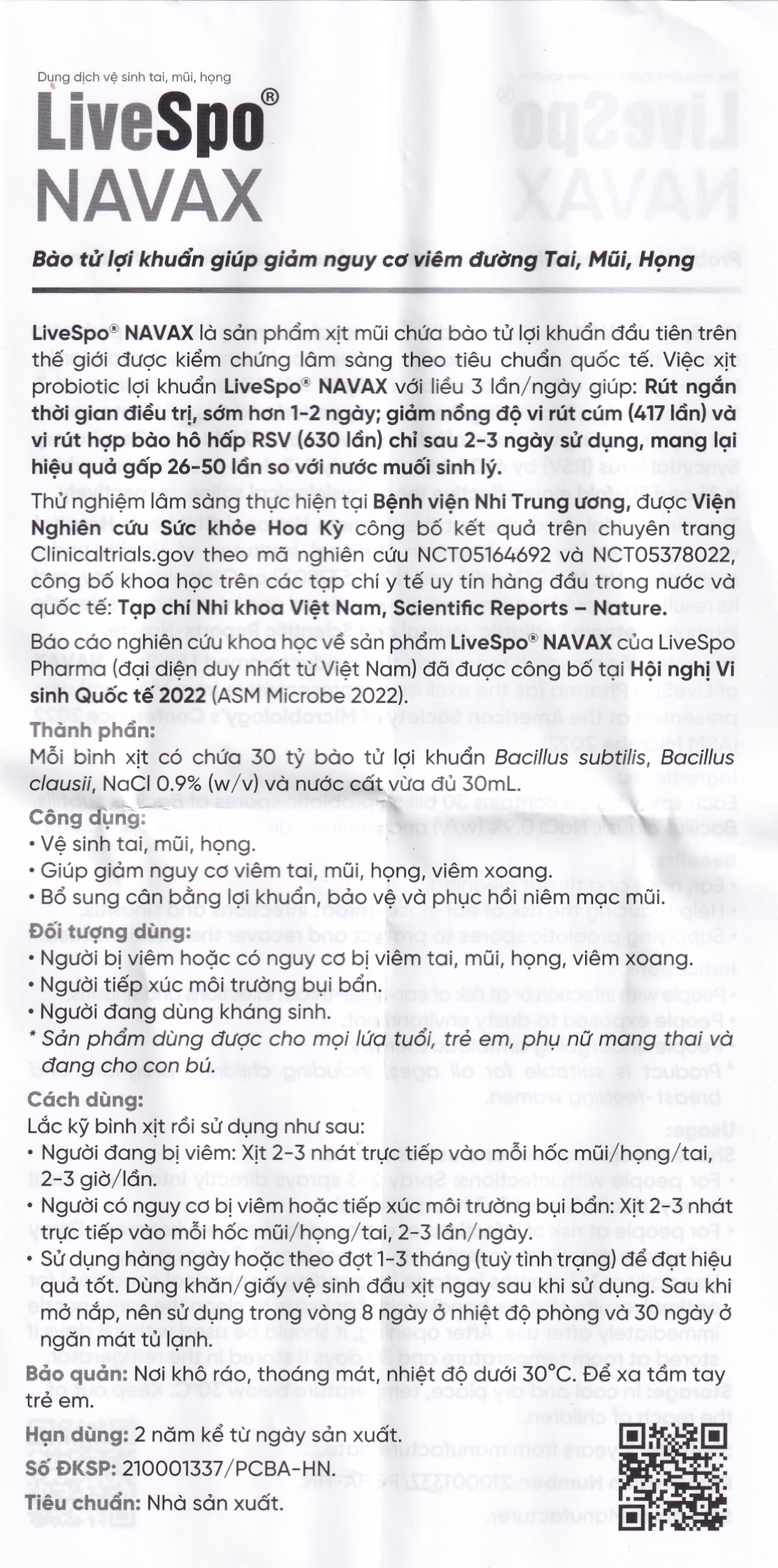 Hình ảnh Dung dịch vệ sinh tai, mũi, họng LiveSpo NAVAX 30ml giảm nguy cơ viêm tai, mũi, họng, viêm xoang